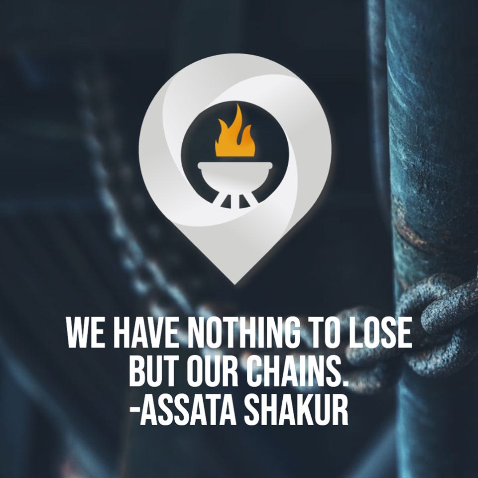 Image may contain: text that says 'WE HAVE NOTHING TO LOSE BUT OUR CHAINS. -ASSATA SHAKUR'