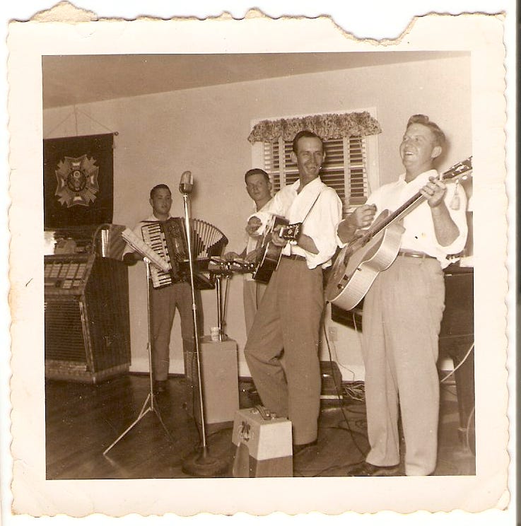 My grandfather playing accordion in a band in a photo from the 1950s. My grandfather playing accordion in a band in a photo from the 1950s.