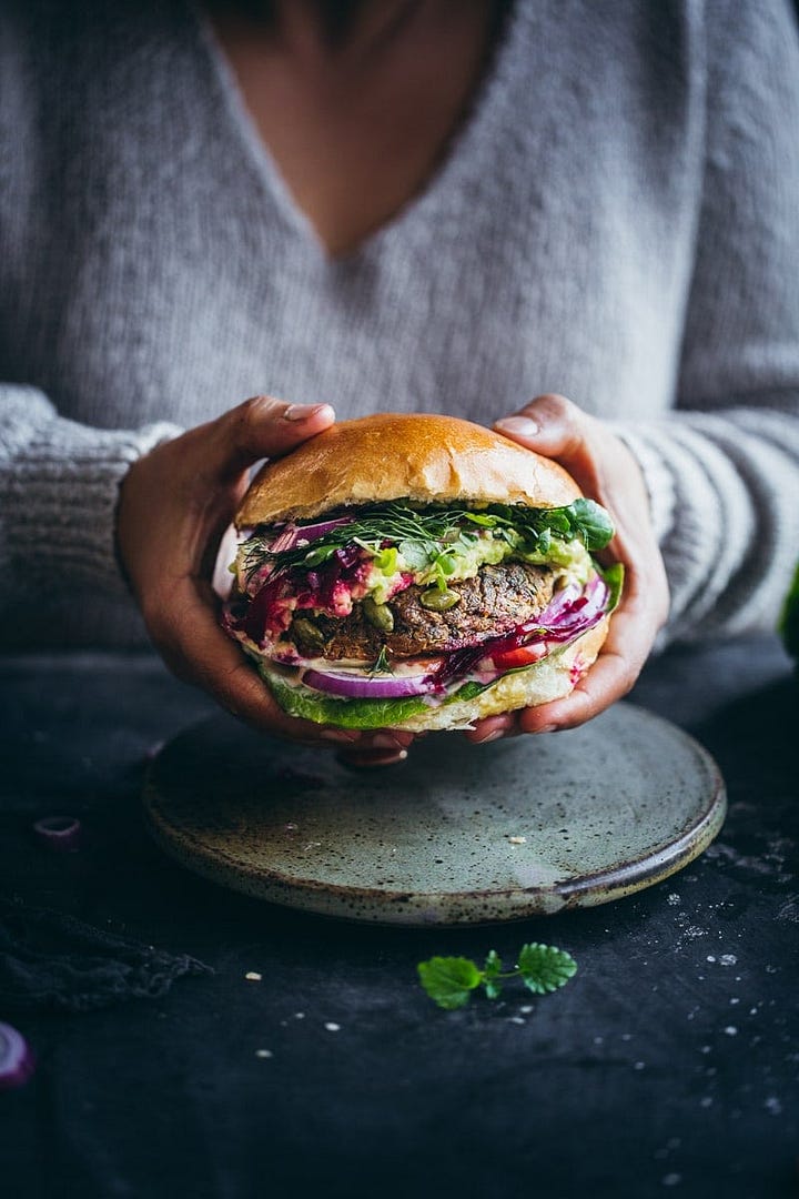 Cauliflower Vodka Alla Pasta & Chickpea Garden Burger