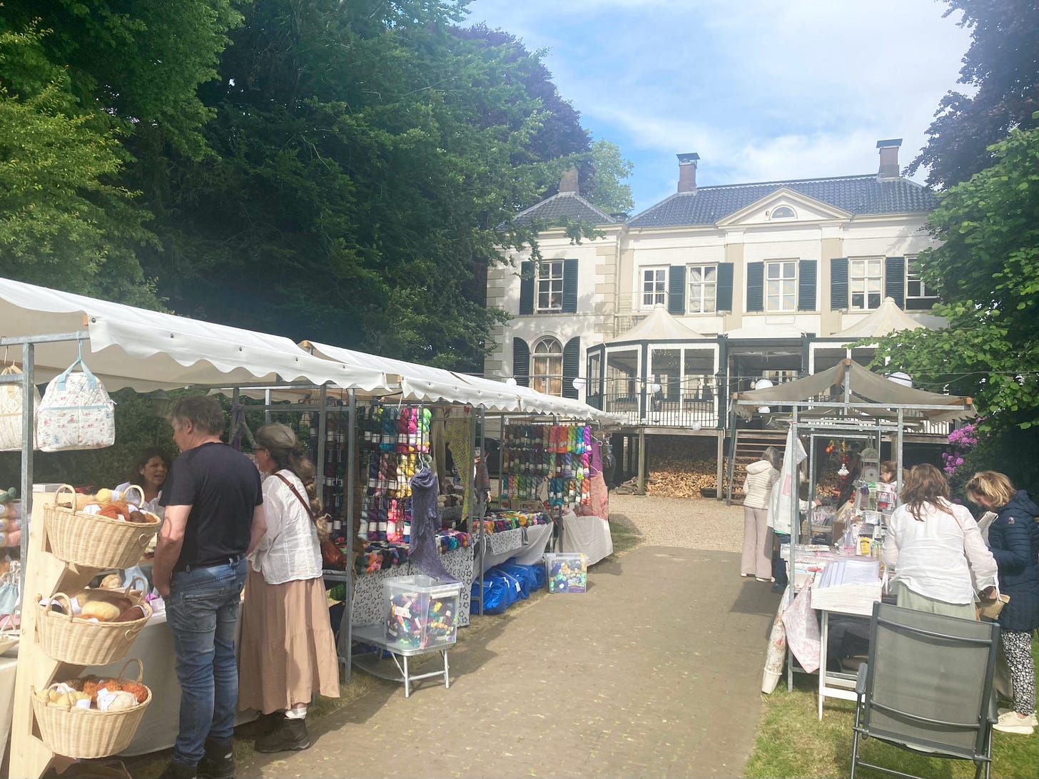 Photo shows a textile market at Landgoed het Laer house in the Netherlands, where Illustrator Hannah Sanguinetti had a stand selling her work.