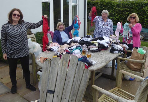Sorting out bras for charity