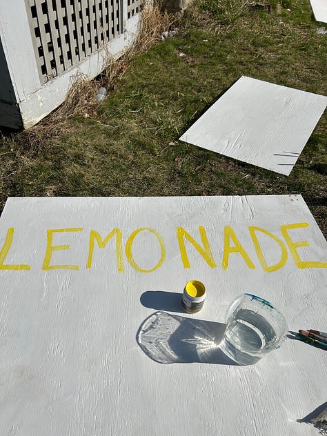 painting the diy lemonade stand