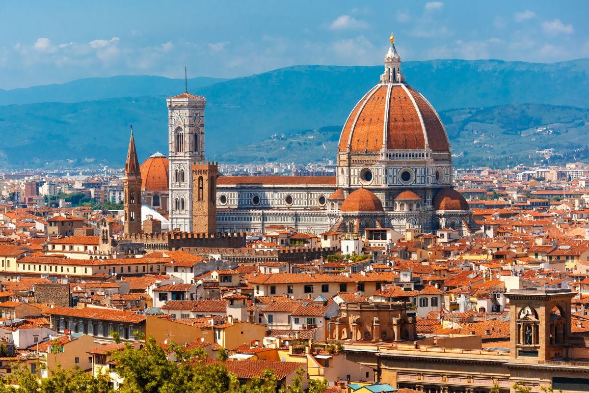 Cities like Florence have museums, cafes, shops, and churches all intertwined.