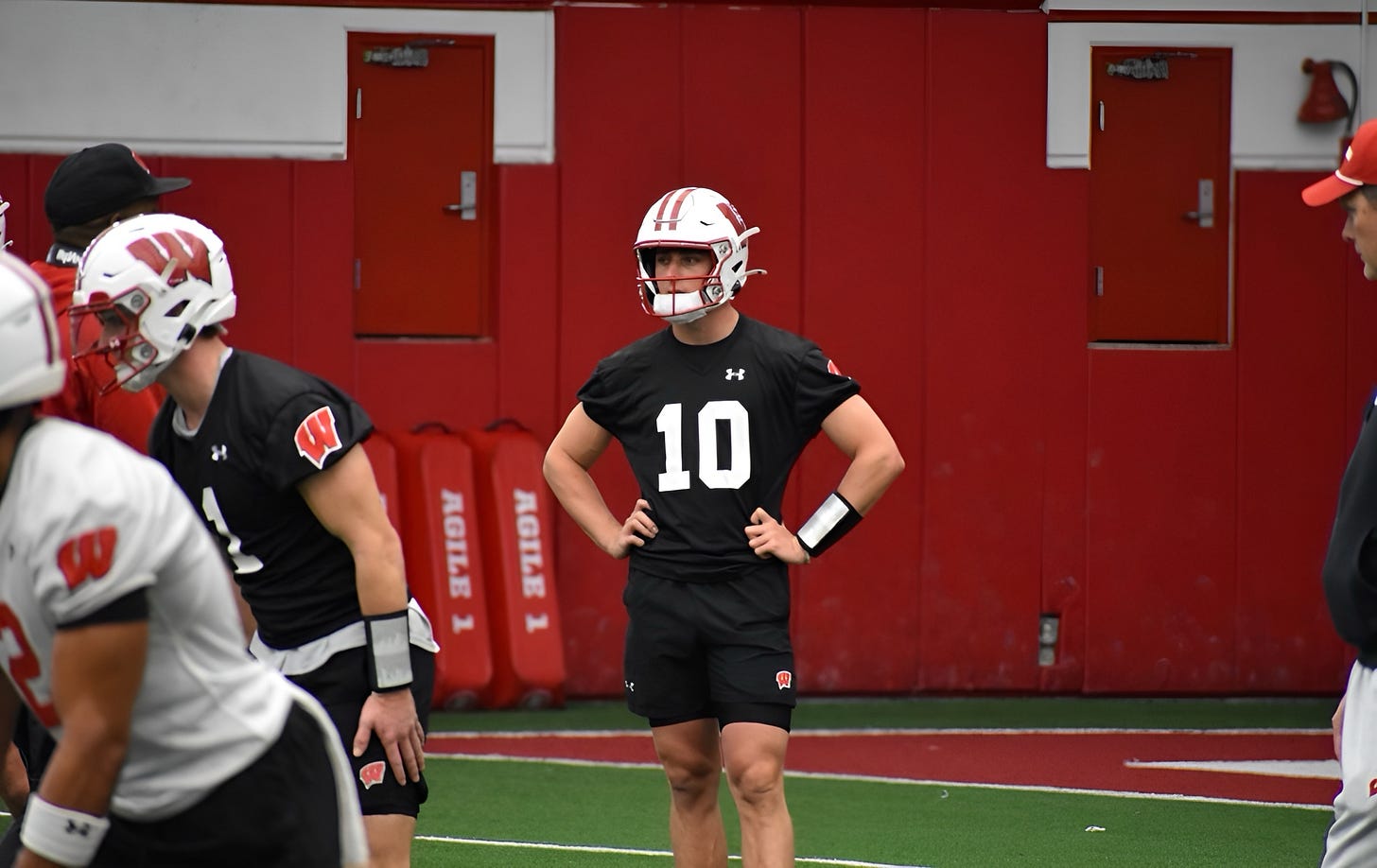Wisconsin Badgers quarterback Ryan Hopkins inside the McClain Center during practice. Photo credit: Christian Borman, TheBadgerBacker.