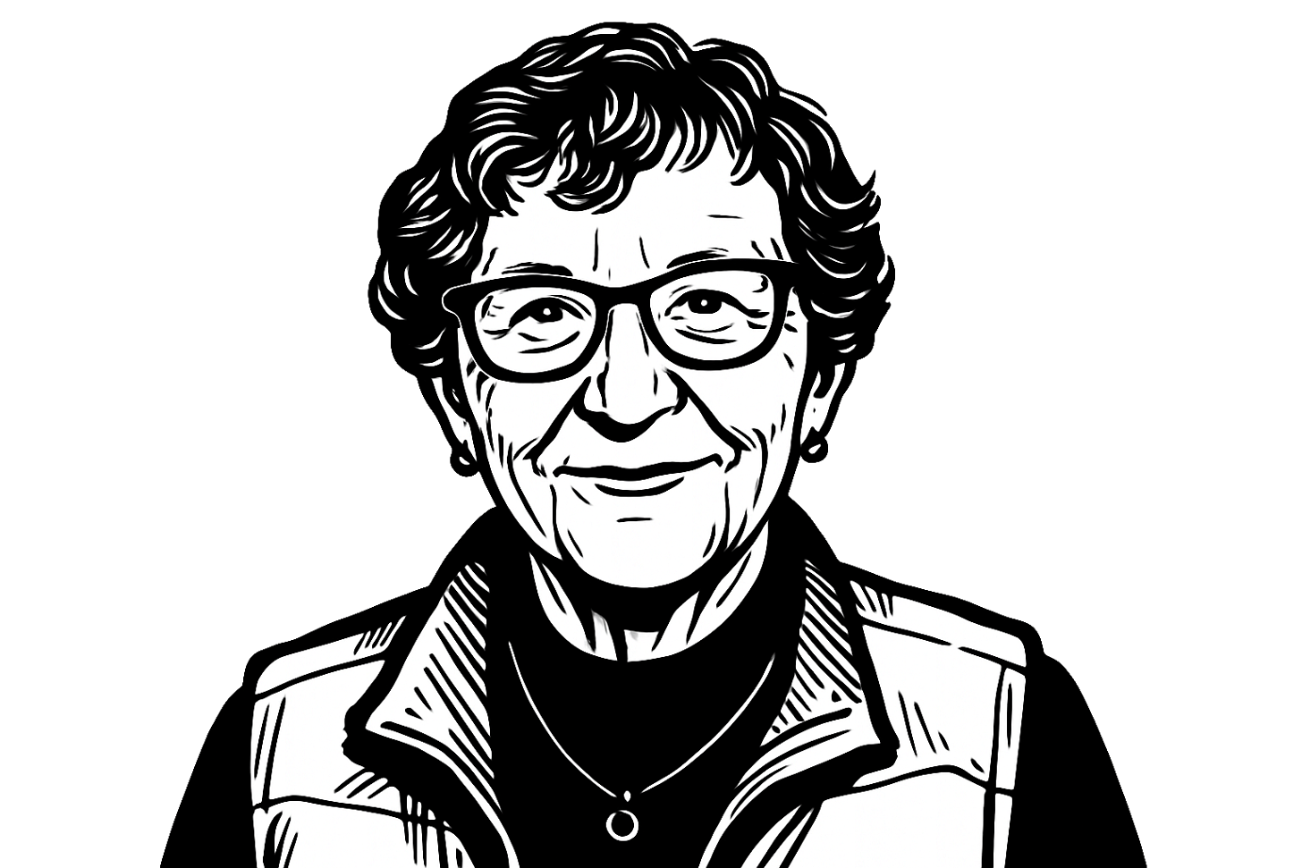 Elizabeth Feinler – kresba generovaná podle fotografie Elizabeth Feinler – kresba generovaná podle fotografie