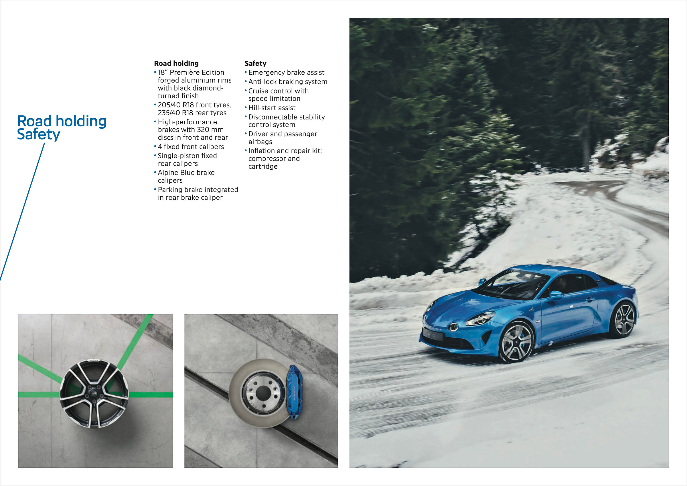 Alpine A110 Premiere edition 2017 brochure road holding safety