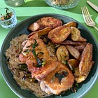 creamy crispy leek chicken thighs