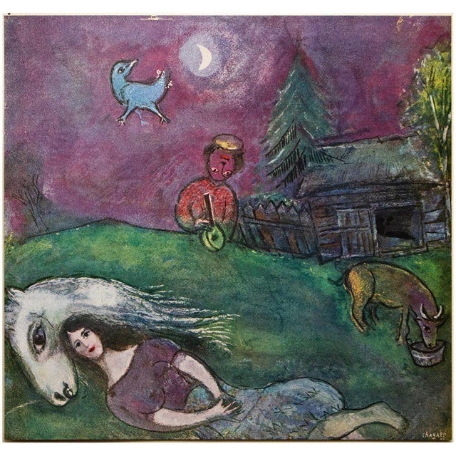 1947 After Marc Chagall "In the Shadow of Dreams" First Edition Period Parisian Lithograph For Sale