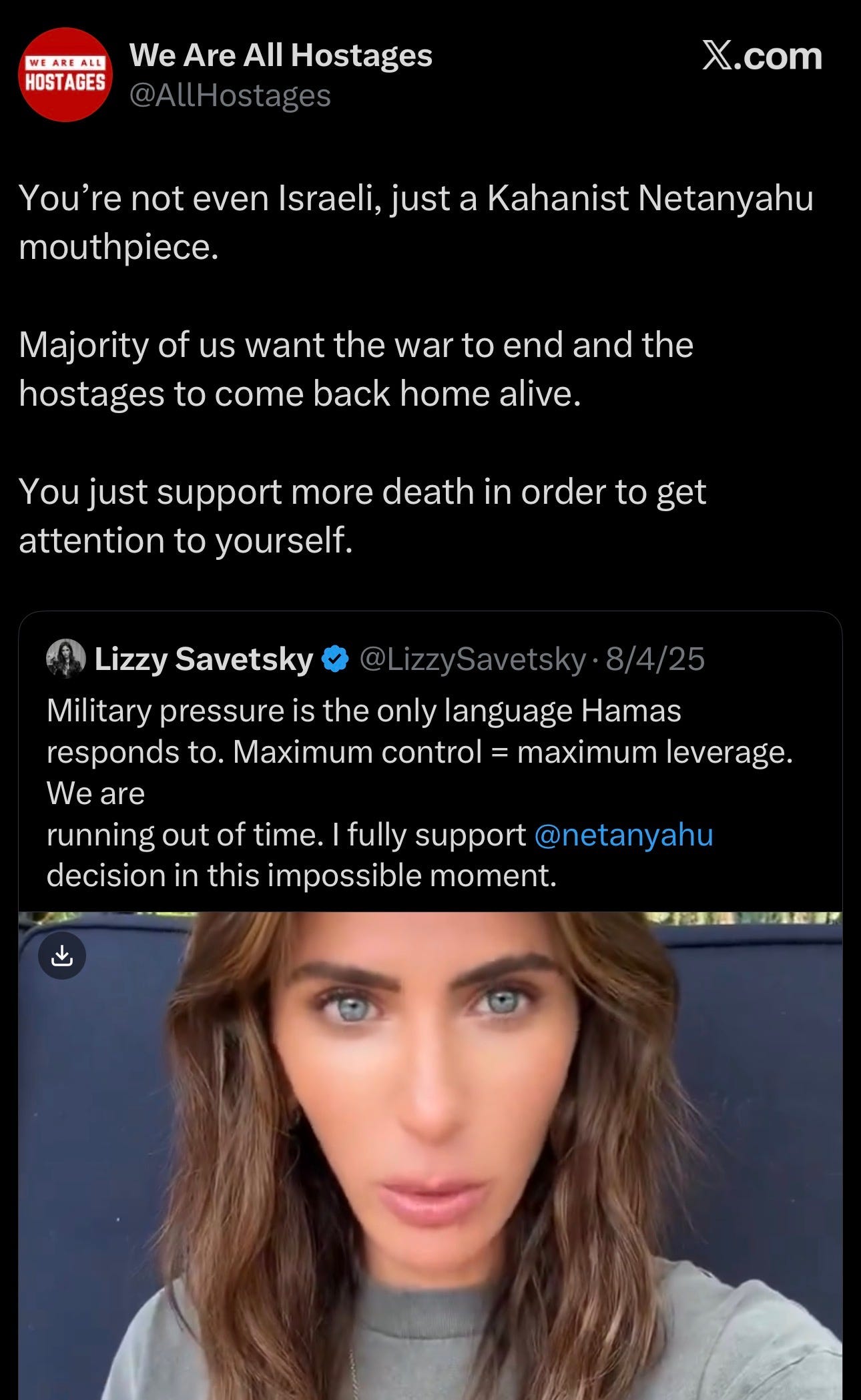 Lizzy Savetsky: a public-facing American Zionist in the World Zionist Congress lane, attacked by anti-war Israeli hostage families as a Kahanist mouthpiece for Netanyahu’s war. Lizzy Savetsky: a public-facing American Zionist in the World Zionist Congress lane, attacked by anti-war Israeli hostage families as a Kahanist mouthpiece for Netanyahu’s war.