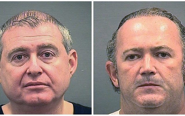 This combination of October 9, 2019, photos provided by the Alexandria Sheriff’s Office shows booking photos of Lev Parnas, left, and Igor Fruman. (Alexandria Sheriff's Office via AP)