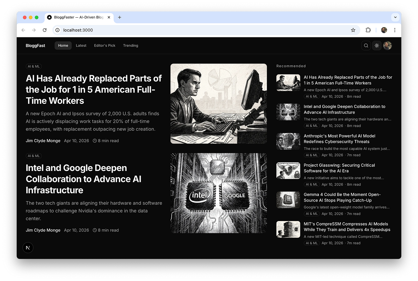 BloggFast localhost sample page. Image by Jim Clyde Monge