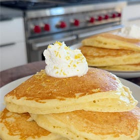 Lemon Ricotta Pancakes with Lemony Whipped Cream 