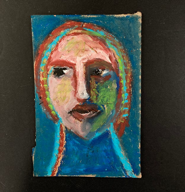 Oil pastel portrait paintings of women