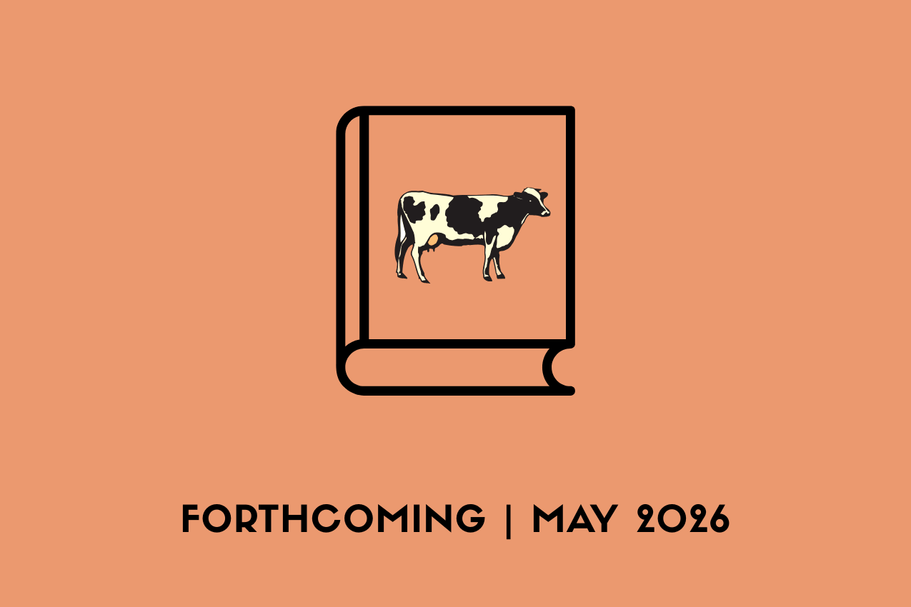 A stylized black-line book icon set against a muted terracotta background, featuring a cream-and-black cow on the cover. This graphic marks the forthcoming release of "Everything Dead & Dying," featured in The Subtext Review’s In Passing column. A stylized black-line book icon set against a muted terracotta background, featuring a cream-and-black cow on the cover. This graphic marks the forthcoming release of "Everything Dead & Dying," featured in The Subtext Review’s In Passing column.