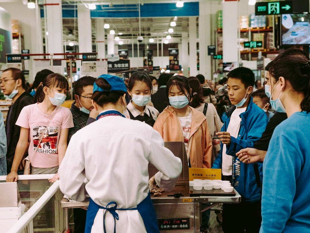 Scene inside a Sam's club during the 2020 Covid-19 pandemic in Shenzhen, China. Scene inside a Sam's club during the 2020 Covid-19 pandemic in Shenzhen, China.