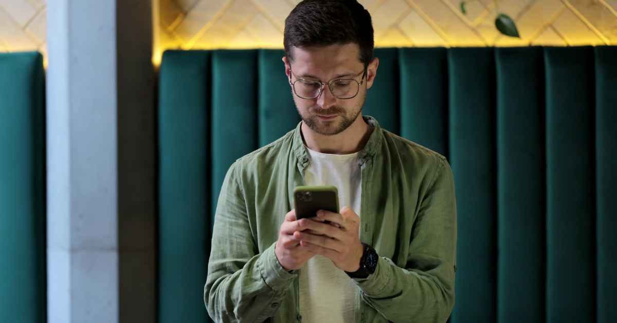Man glued to his smart phone