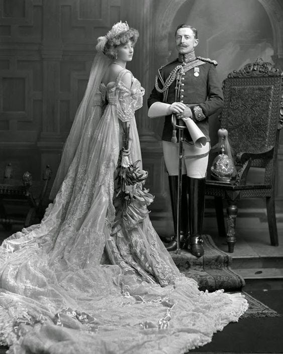 edwardian era wedding dresses White Lace Pleat Edwardian Revival Vintage Wedding Dress White / S