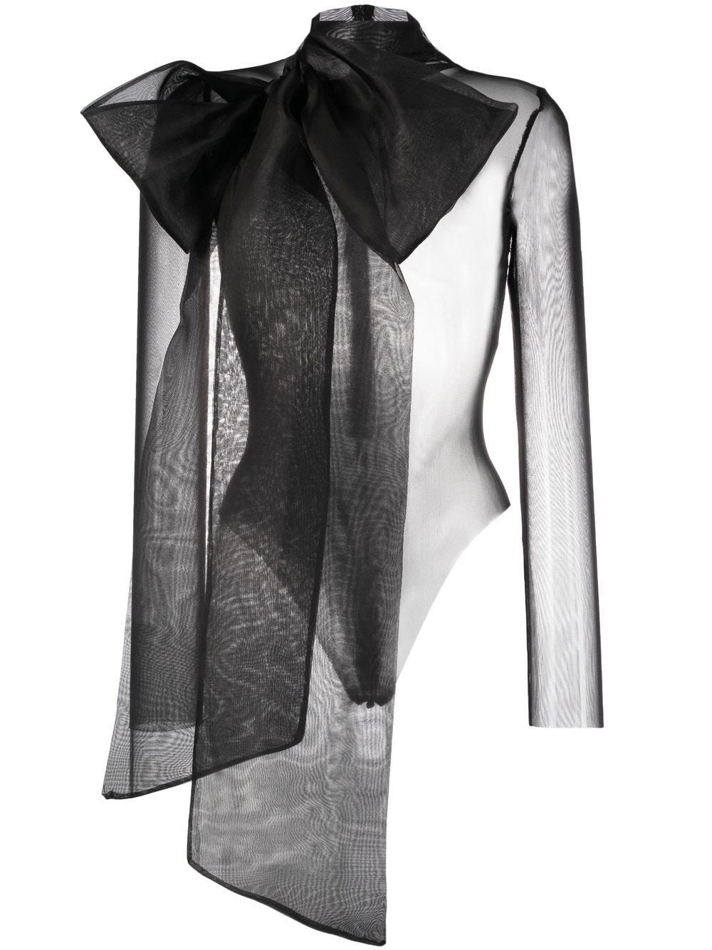 Image 1 of Atu Body Couture semi-sheer bow-detail bodysuit