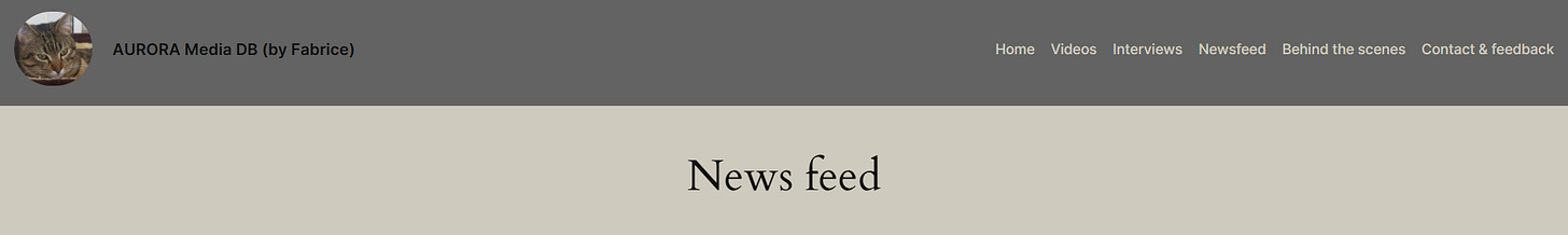 Screenshot from Fabrice's homepage with a link to his newsfeed