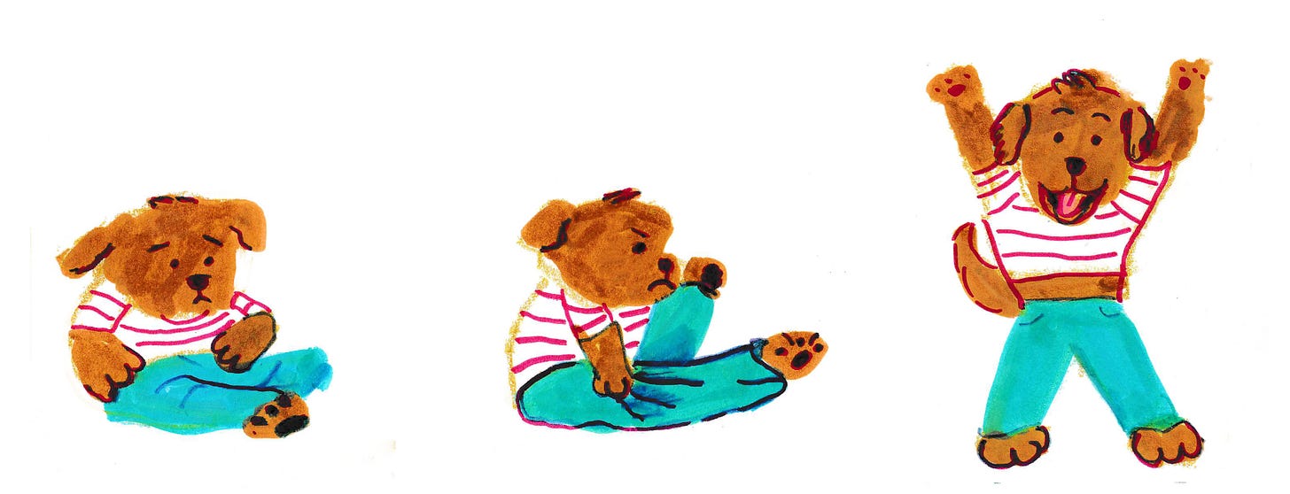 pants puppy illustration by Beth Spencer