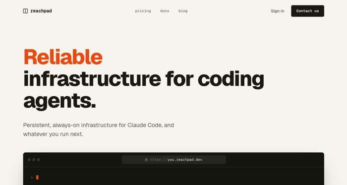 Reachpad homepage screenshot