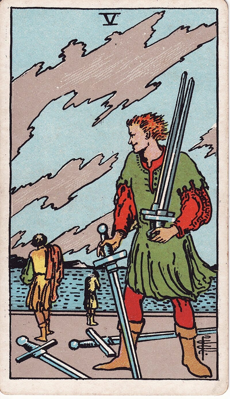 Waite Smith Tarot, 5 of Swords