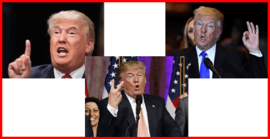 Pictures of Donald Trump holding up 1, 2, 3 fingers