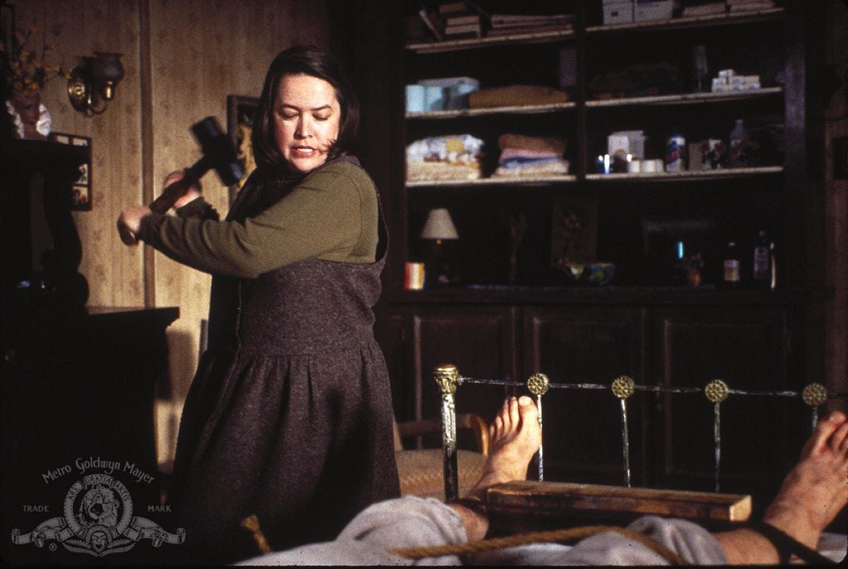 Kathy Bates with the hammer in Misery