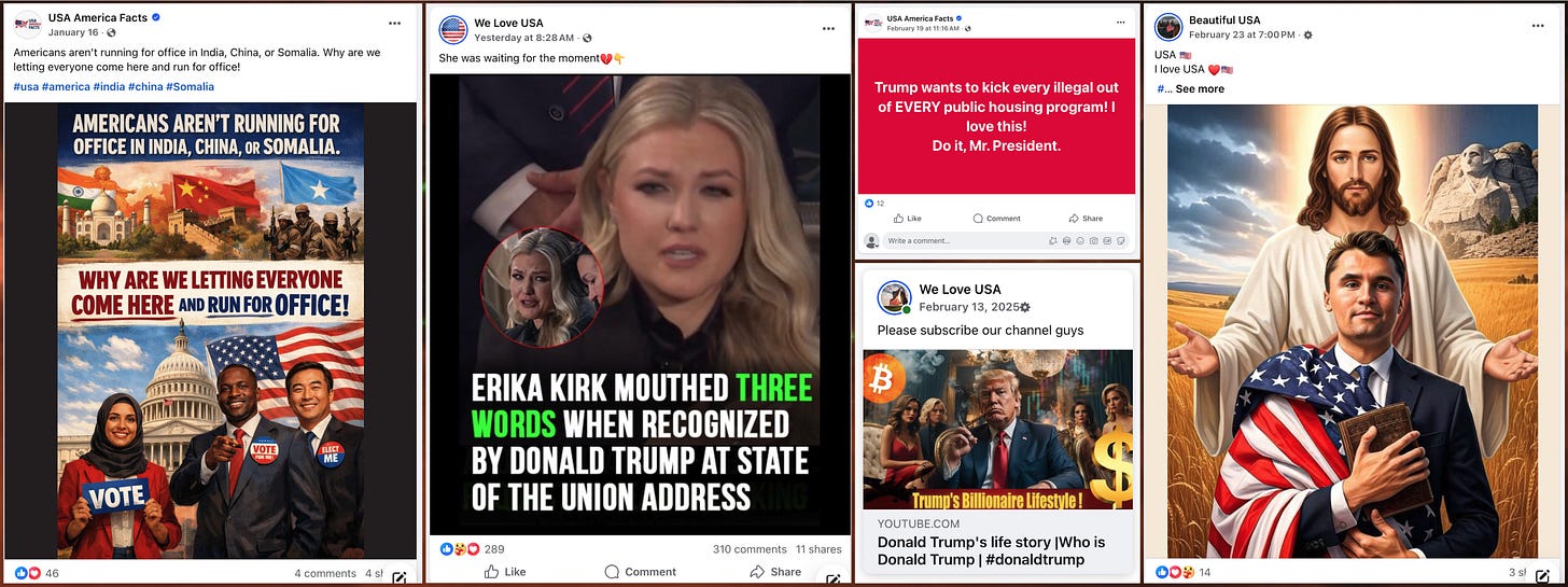 collage of right-wing political posts from the content farm pages collage of right-wing political posts from the content farm pages