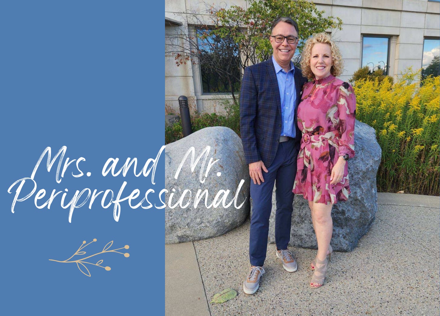 A picture of The Periprofessional, Shelby Tutty, with her husband.