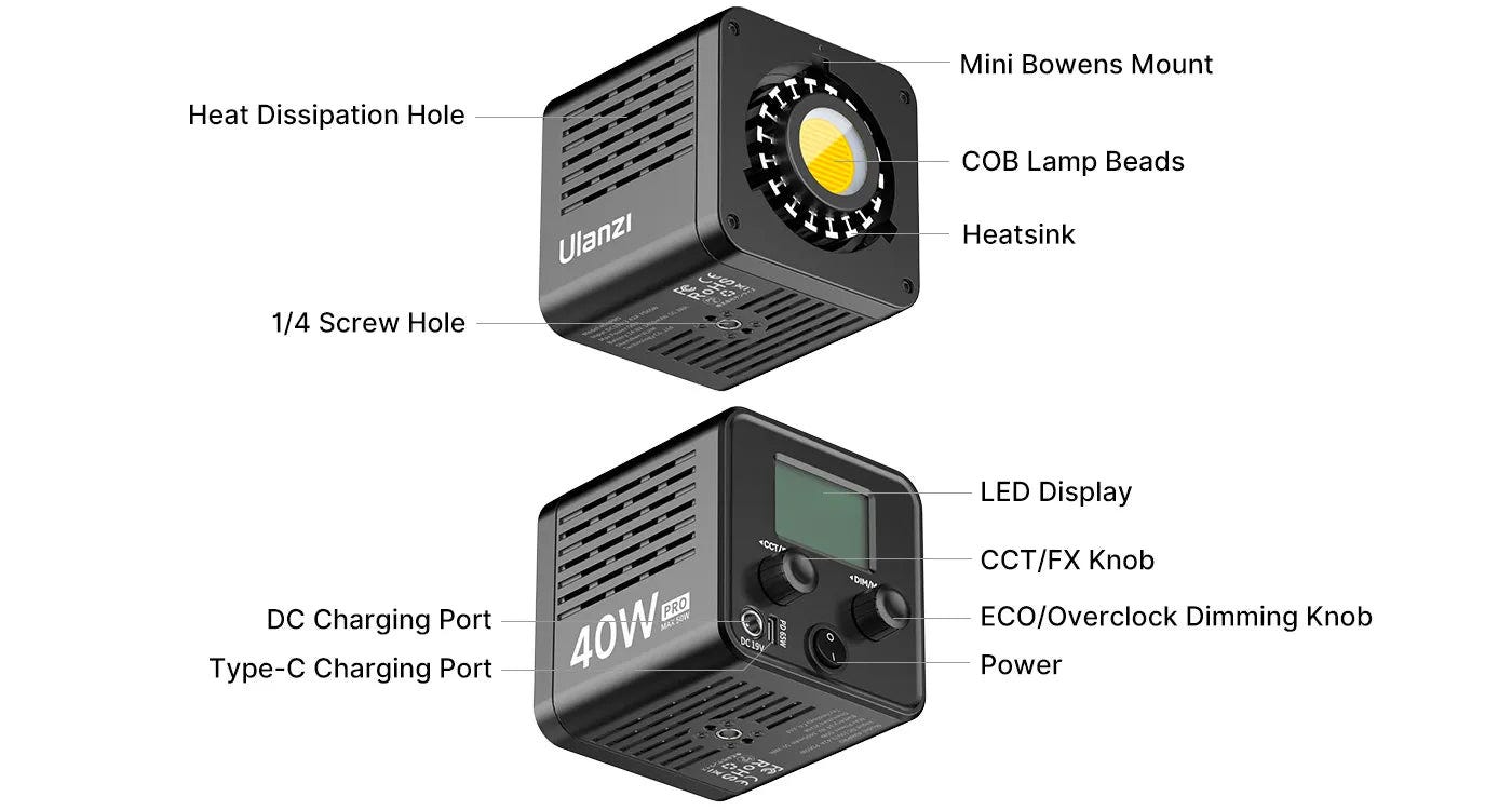 Ulanzi L023 40W Pro Portable LED Video Light | Kareem Stores