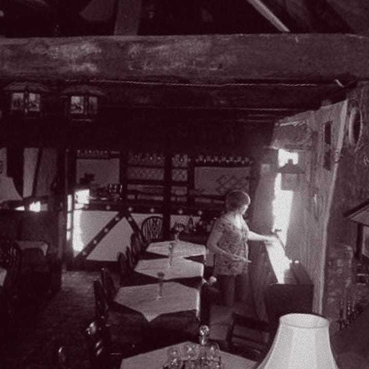 photo 1: taking notes in a basement. photo 2: taking environmental measurements in a restaurant. photo 3. walking through a warehouse. photo 4: setting up a camcorder on a tripod.