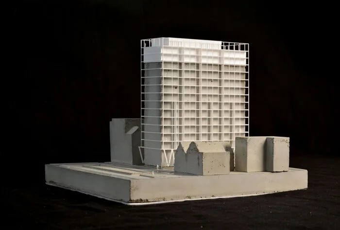 Proyecto The Cosmopolitan en Bruselas, maqueta abstracta