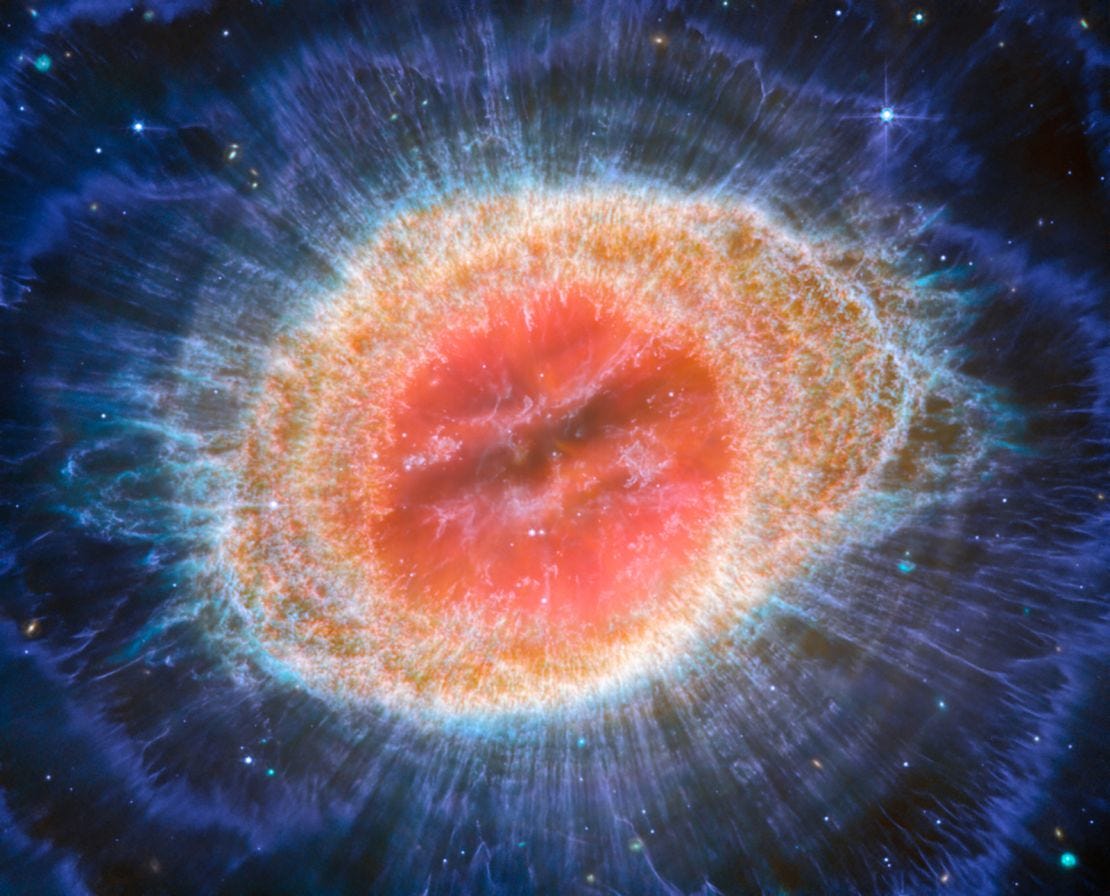 The Ring Nebula, a colorful planetary nebula showcasing the dying stages of a star, captured in stunning detail by space telescopes The Ring Nebula, a colorful planetary nebula showcasing the dying stages of a star, captured in stunning detail by space telescopes