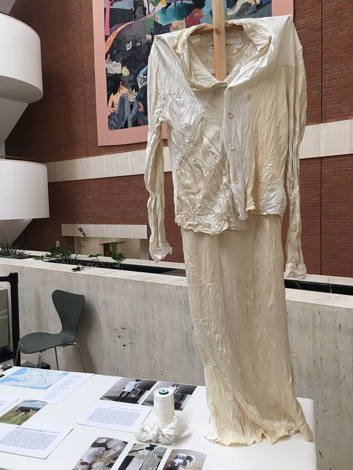Photos show garments from the Phoebe English studio using offcuts of lace and silk.