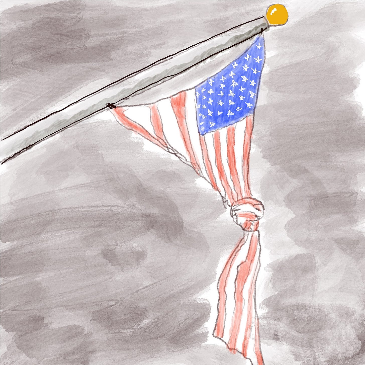 American flag with a knot in it