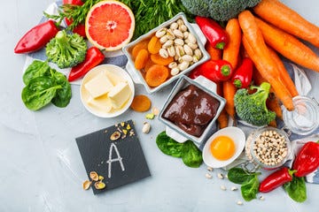 Balanced clean eating nutrition, food rich in vitamin a