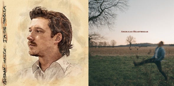 Morgan Wallen and Zach Bryan album covers