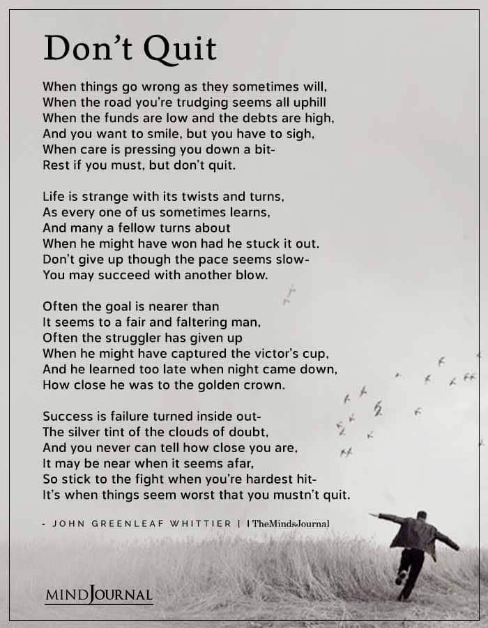 Don't Quit When Things Go Wrong- John Greenleaf Whittier