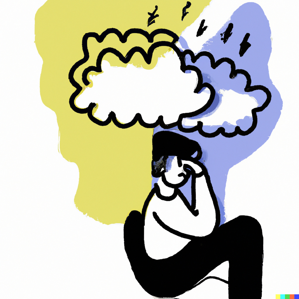 a person sitting holding their head feeling stressed