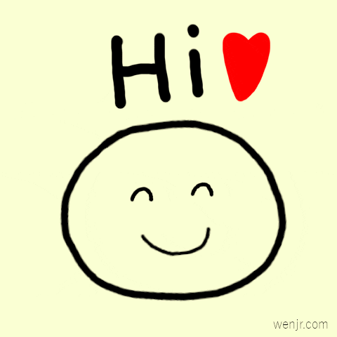 A cartoon smiley face says hi