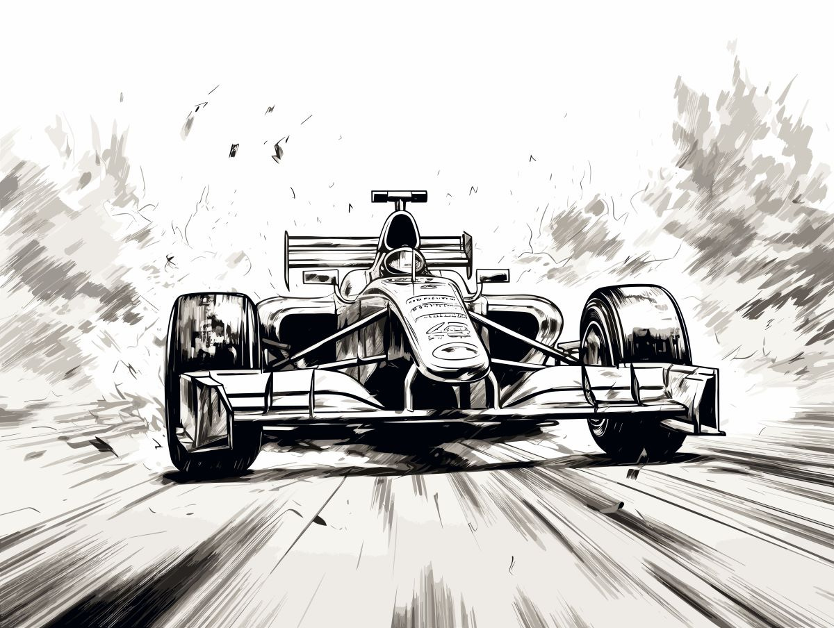 Drawing of F1 type race car
