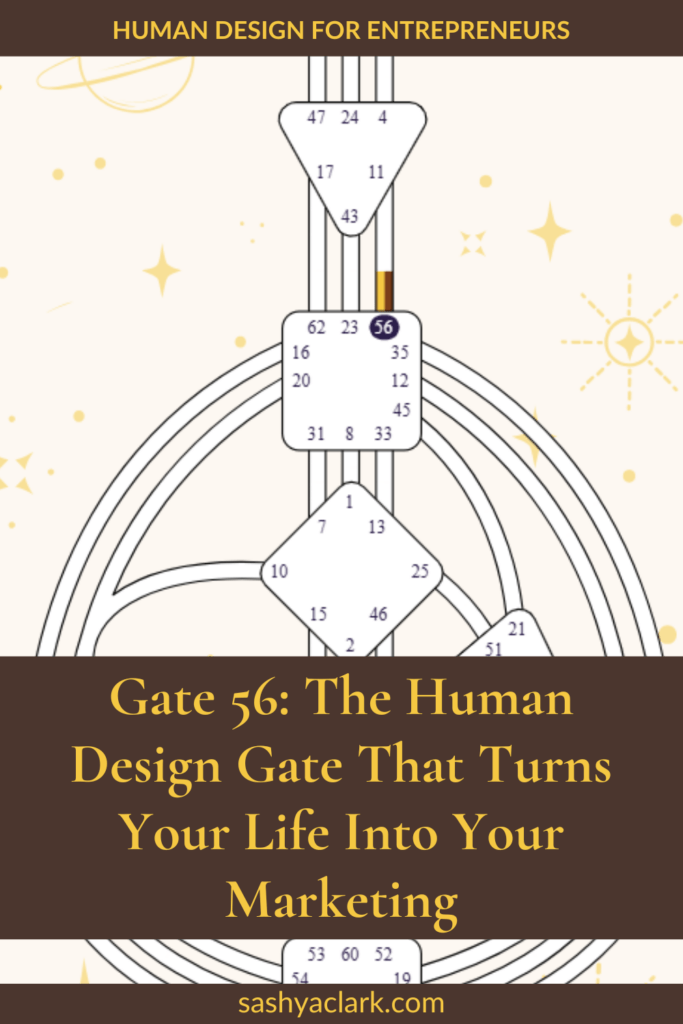 Gate 56 in Human Design is the Wanderer: the Throat gate that turns lived experience into your most magnetic story. See what it means for your business. 