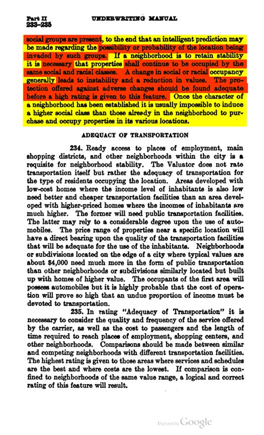 1936 FHA Manual Displaying Segregation Rules