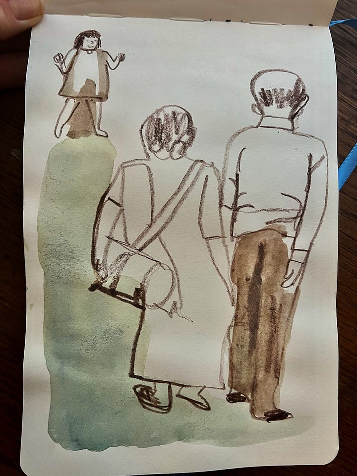 Sketchbook drawings of people by Beth Spencer