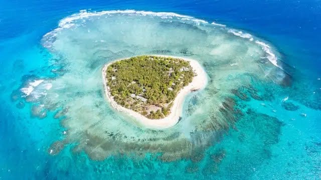 Aerial view of Tavarua island, Fiji