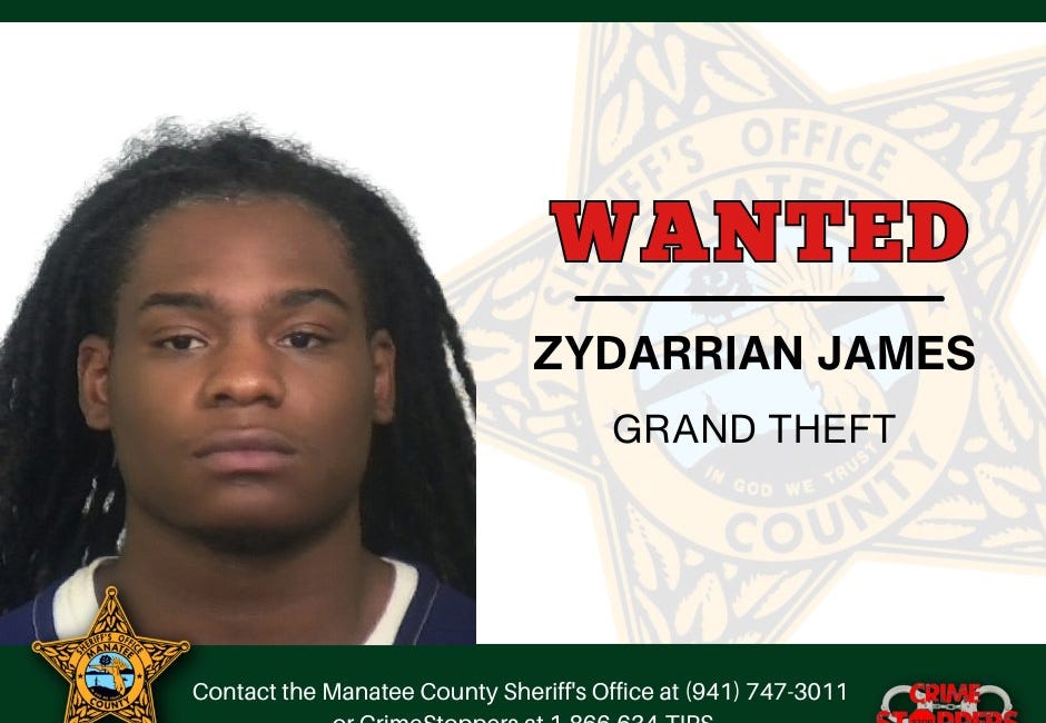 Manatee Deputies Searching for Grand Theft Suspect Zydarrian James