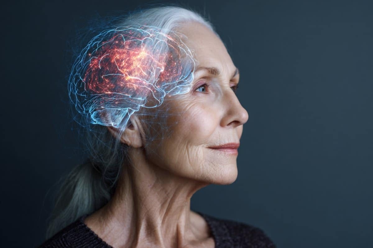 This shows an older lady and a brain. This shows an older lady and a brain.