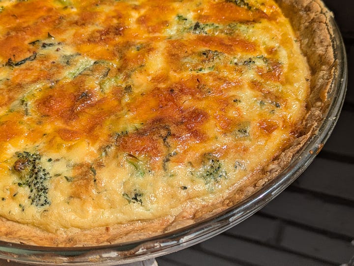 Broccoli Cheddar Quiche with Tarragon in Easy Press-in Crust