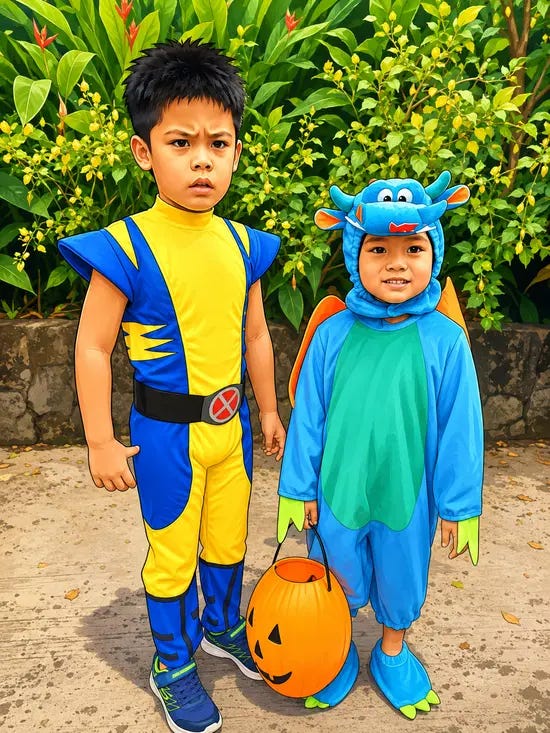 children wearing Halloween costumes children wearing Halloween costumes